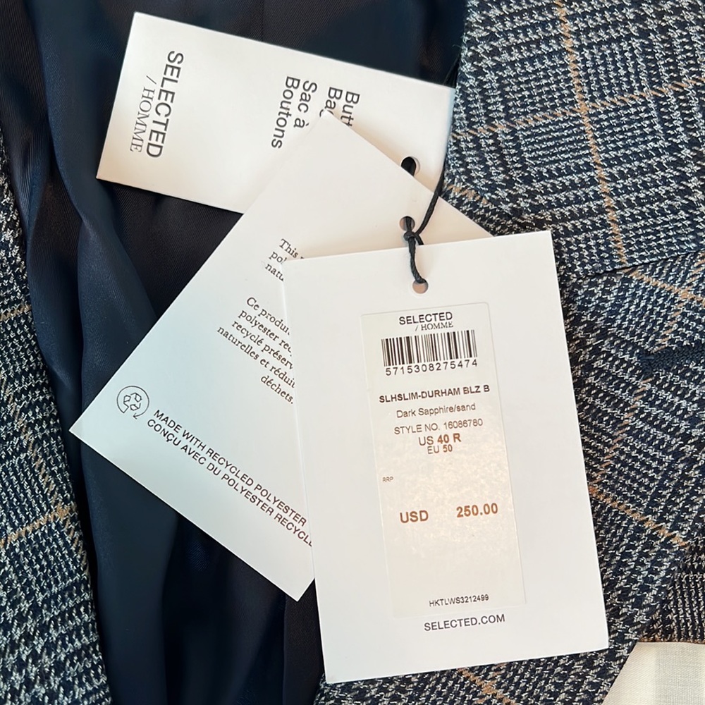 NWT: Selected Homme Slim Fit Blazer - Picture 6 of 7
